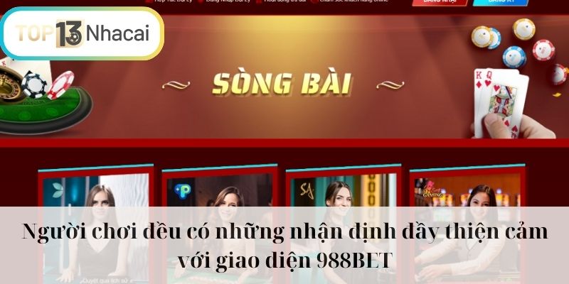 Người chơi đều có những nhận định đầy thiện cảm với giao diện 988BET