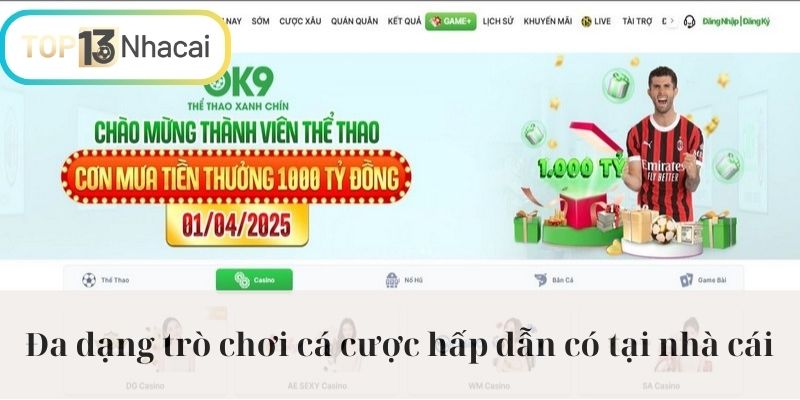 Đa dạng trò chơi cá cược hấp dẫn có tại nhà cái