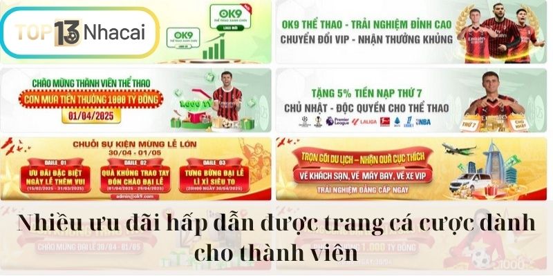 Nhiều ưu đãi hấp dẫn được trang cá cược dành cho thành viên